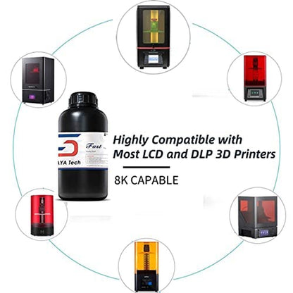 Fast Abs-Like 3D Printer Resin 405Nm Uv-Curing Non-Brittle High Precision 3D Printing Liquid Standard Photopolymer Resin for LCD DLP 3D Printing 8K Capable (Smoky Black, 1Kg)