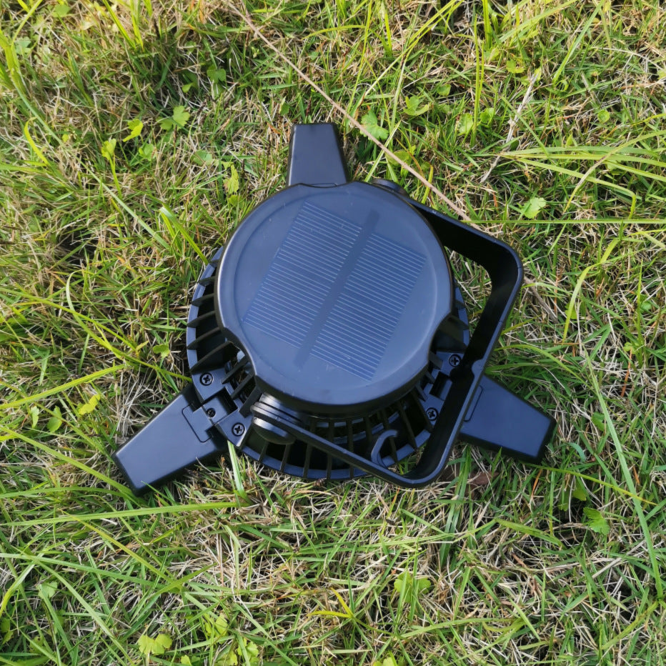 Solar Camping Light & Foldable Fan with Hanging Hook