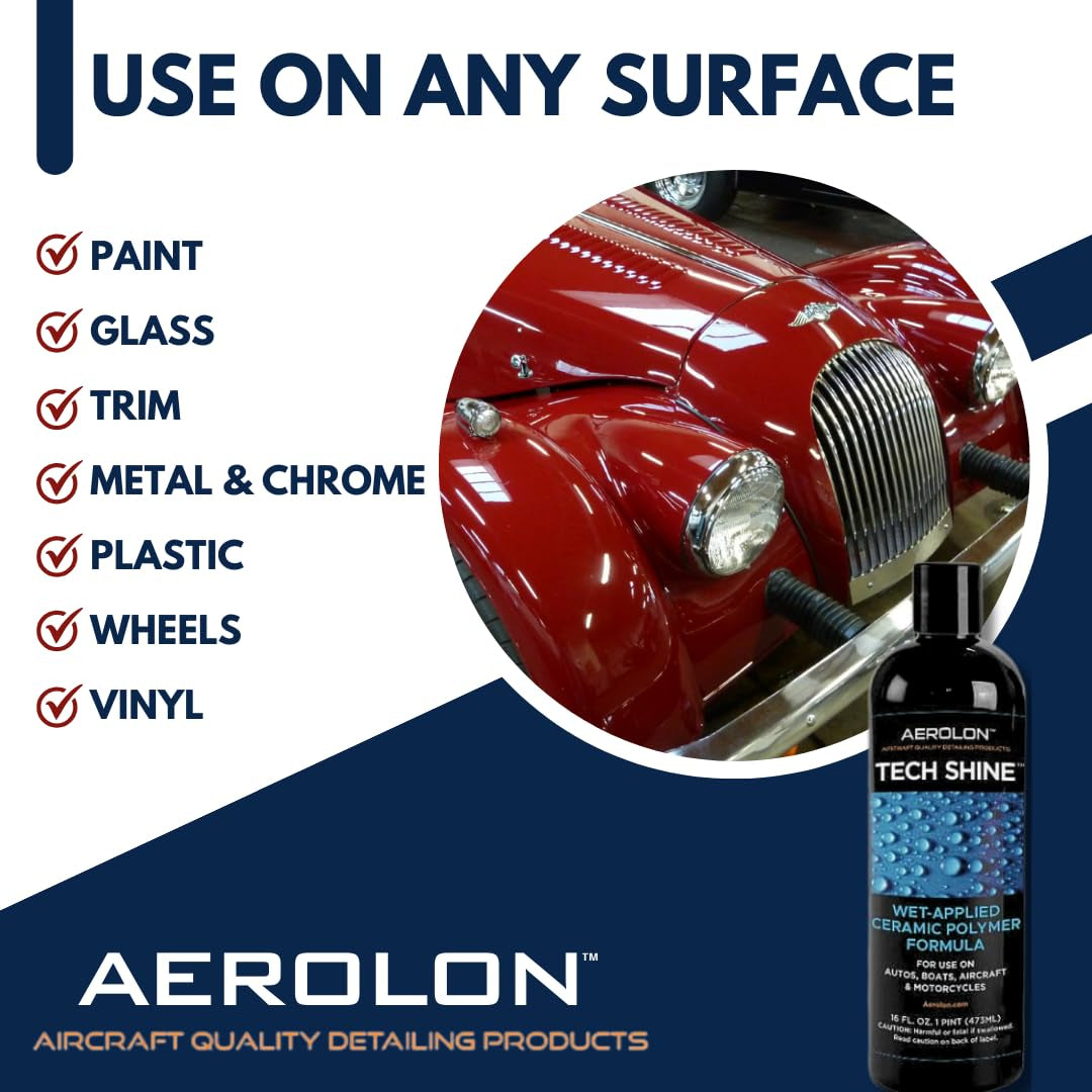 Tech Shine: Ceramic Coating for Cars, Car Wax, Car Polish, Ceramic Polymer Coating, Hydrophobic Top Coat Polish and Sealer, 6-8 Applications per Bottle