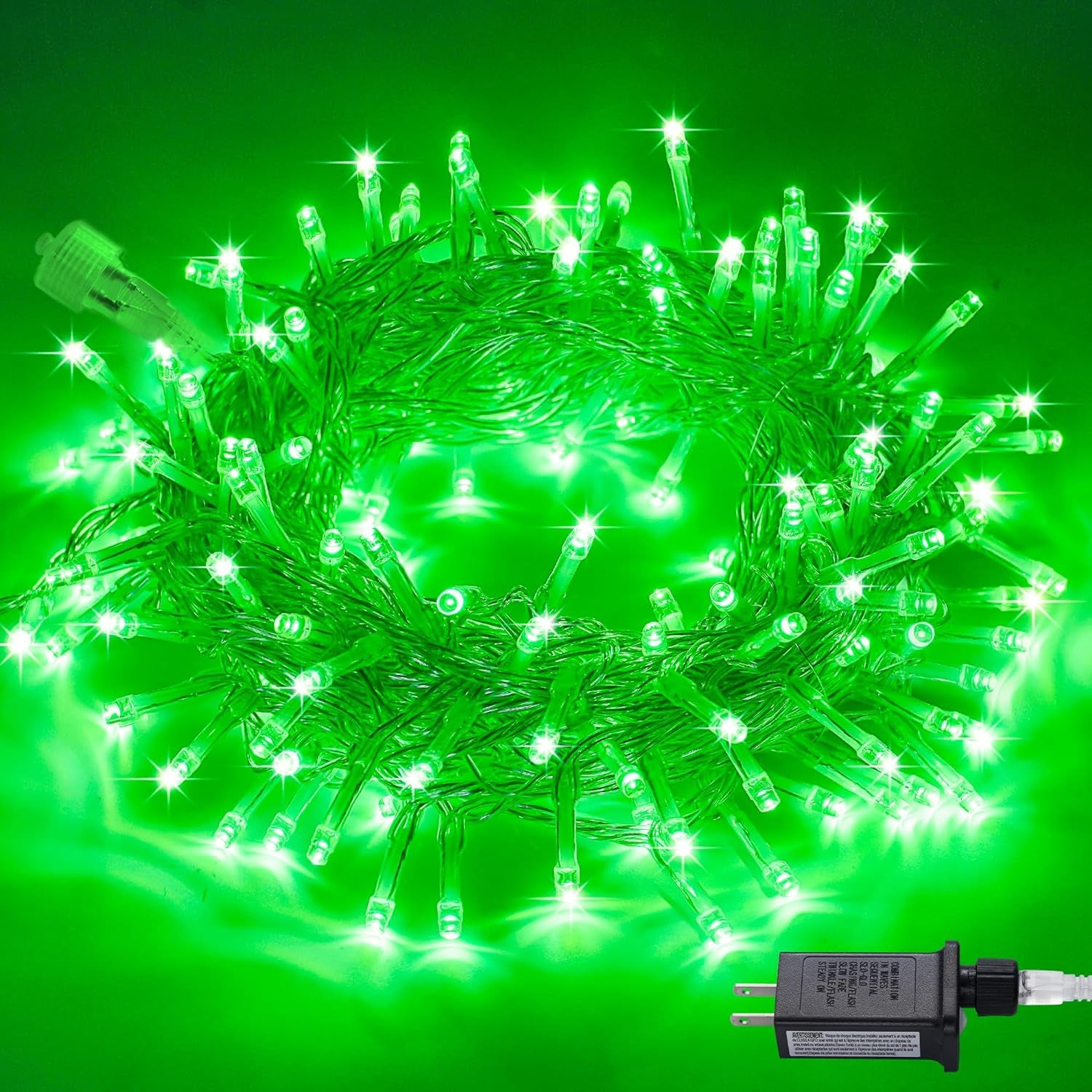 Connectable 100 LED Green Christmas Lights Indoor, 8 Modes Plug-In Green Lights for Garland Decor, 33Ft Clear Wire Green Christmas String Lights Outdoor for Christmas Tree Xmas Decor