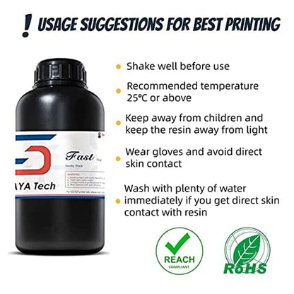 Fast Abs-Like 3D Printer Resin 405Nm Uv-Curing Non-Brittle High Precision 3D Printing Liquid Standard Photopolymer Resin for LCD DLP 3D Printing 8K Capable (Smoky Black, 1Kg)