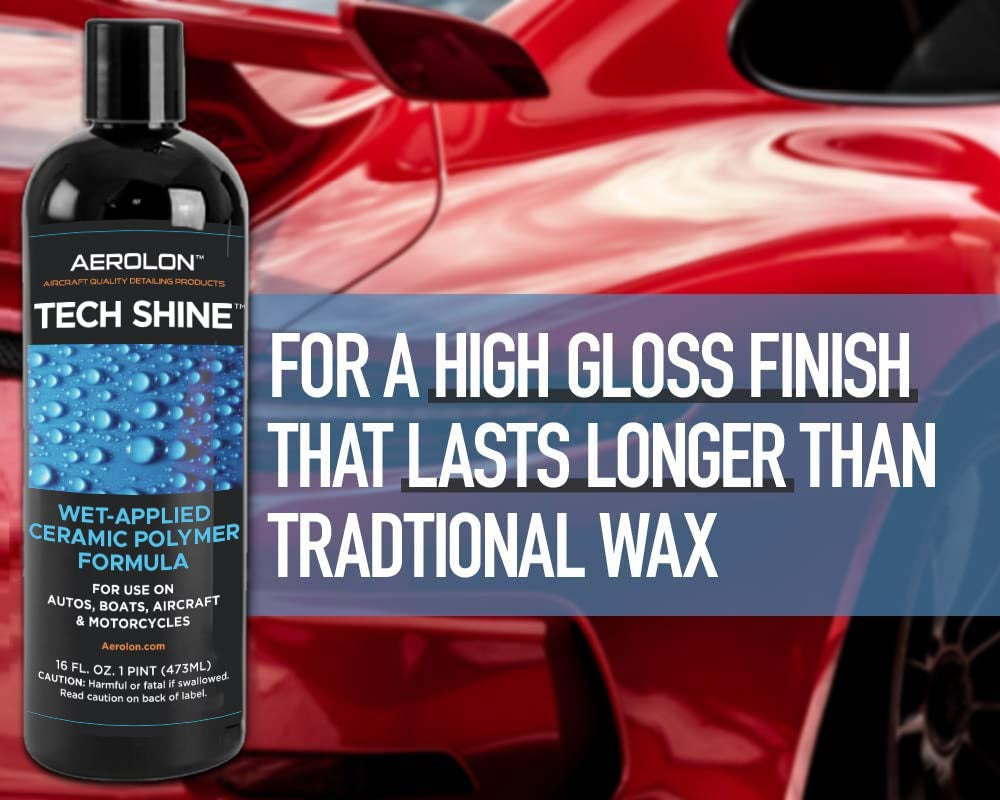 Tech Shine: Ceramic Coating for Cars, Car Wax, Car Polish, Ceramic Polymer Coating, Hydrophobic Top Coat Polish and Sealer, 6-8 Applications per Bottle