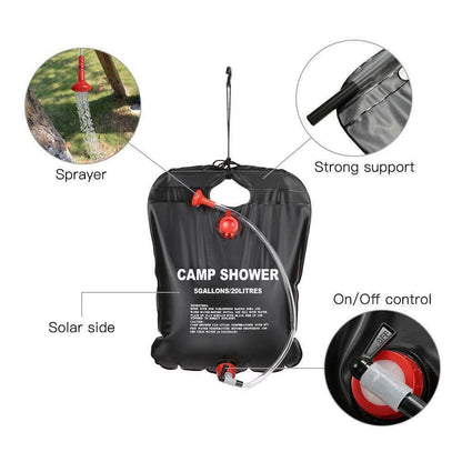 20L Portable Solar Camping Shower Bag