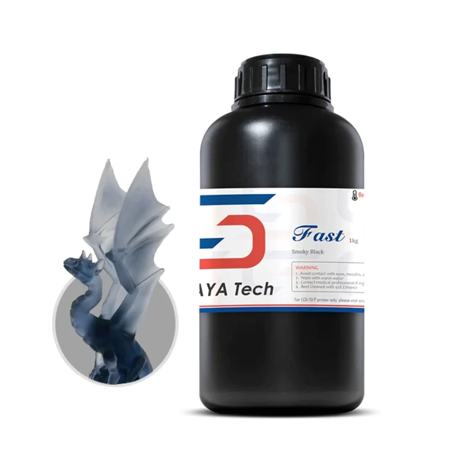 Fast Abs-Like 3D Printer Resin 405Nm Uv-Curing Non-Brittle High Precision 3D Printing Liquid Standard Photopolymer Resin for LCD DLP 3D Printing 8K Capable (Smoky Black, 1Kg)