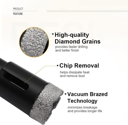 Diamond Core Drill Bits 2-Inch for Porcelain Ceramic Tile Marble Brick Vacuum Brazed Hole Saw 51Mm