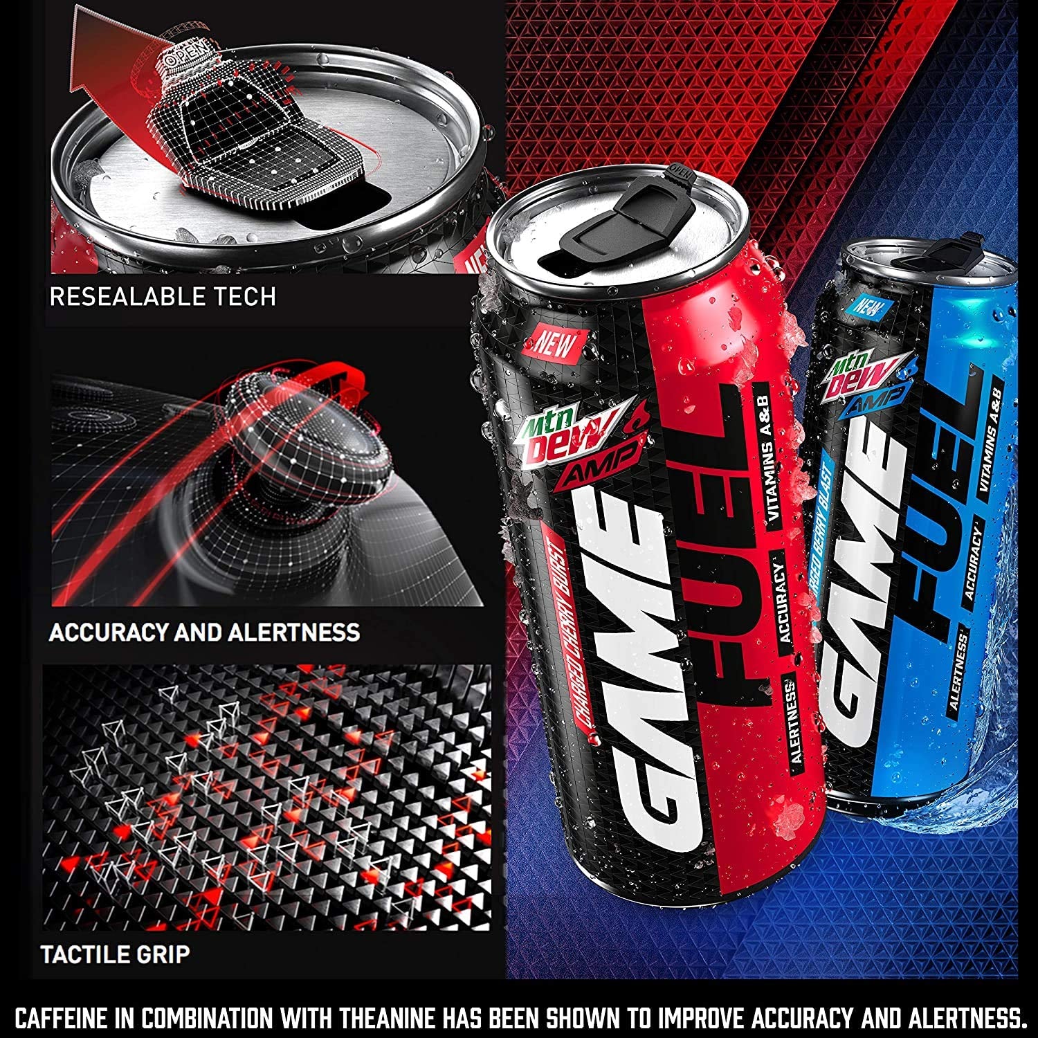 Mountain Dew Game Fuel, 4 Flavor Variety Pack, 16Oz Cans (12 Pack), Vitamins a + B (Packaging May Vary)